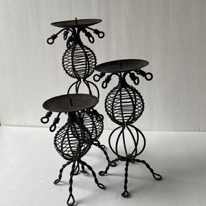 Wrought iron candlesticks set of 3